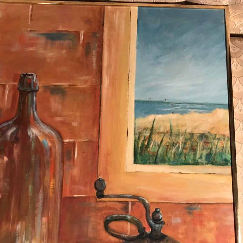 Edna W Russell" View From The Window" Oil On Canvas Painting - Signed And Framed gallery
