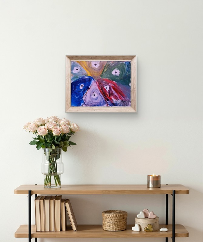 Fish Of Color Abstract Expressionist Original Painting 9x12 Paper gallery
