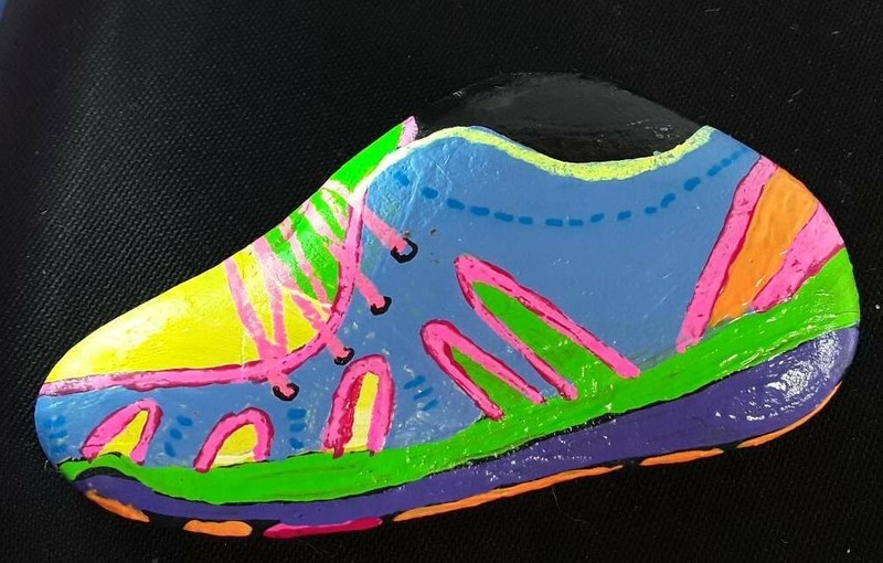 Hand-Painted Original Rock Art – TENNIS SHOE ~ Paperweight ~ Garden Art