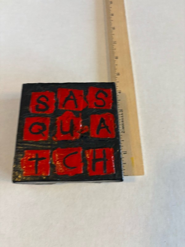 Sasquatch Figural Wall Word Art Canvas Painting NAY 4 Inch Square Red Black gallery