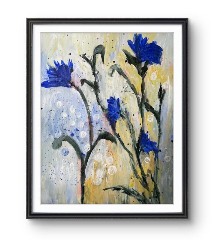 Mary Myers Original Floral Expressionist Painting on watercolor paper 9×12