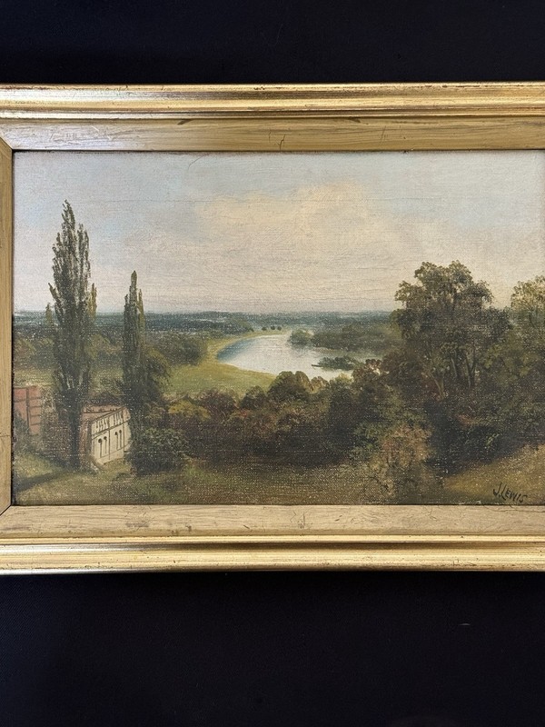 J. Lewis SIGNED Oil on Canvas British Riverscape Countryside ENGLISH ARTIST gallery