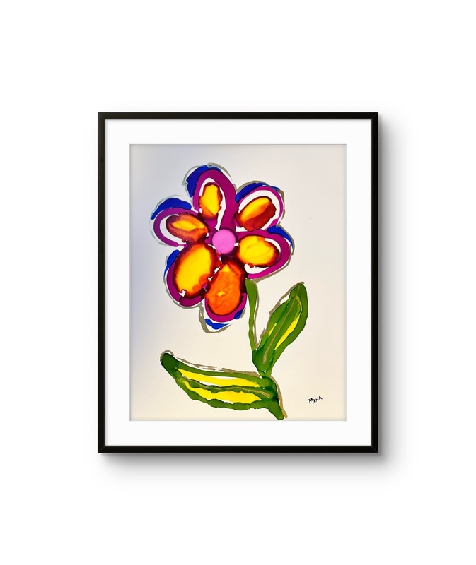 Flower One Expression 14X11 Original Art on Quality Paper by Mena