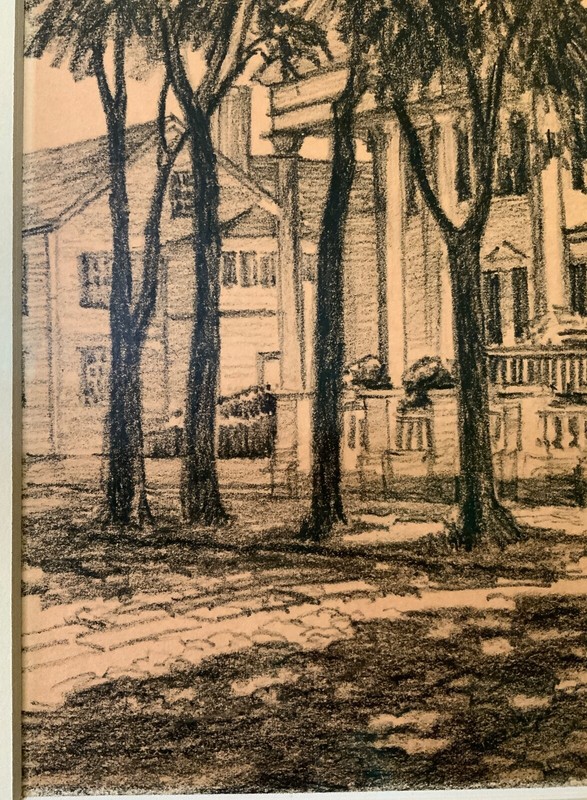 Ruth Haviland Sutton Pencil Charcoal Drawing / Main St & Pleasant St Nantucket gallery