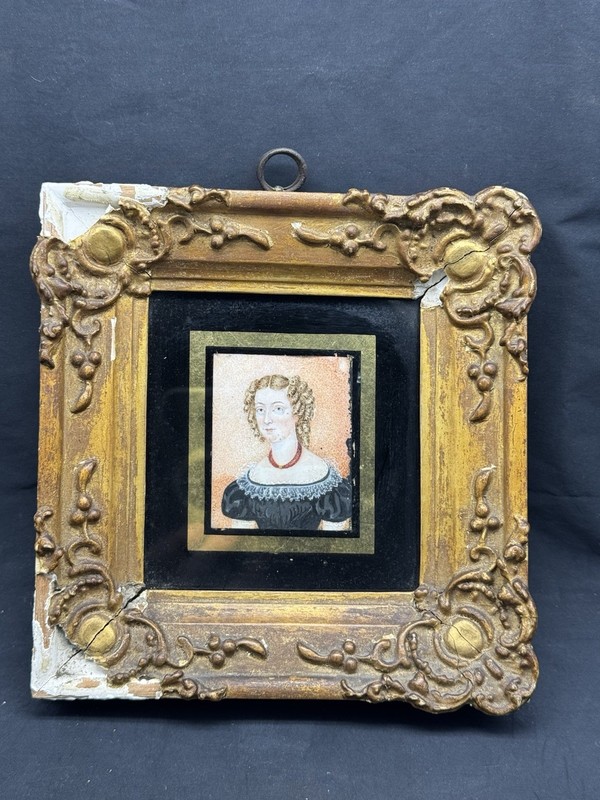 Antique Miniature Portrait of a Lady