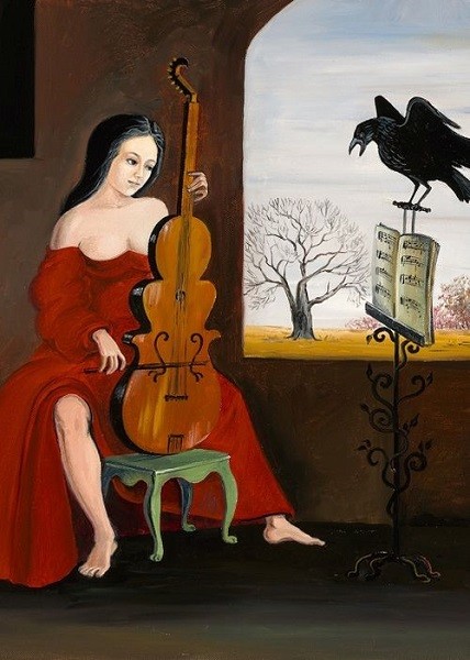 ACEO PRINT OF PAINTING RYTA CROW GOTHIC WITCH HALLOWEEN folk art portrait music