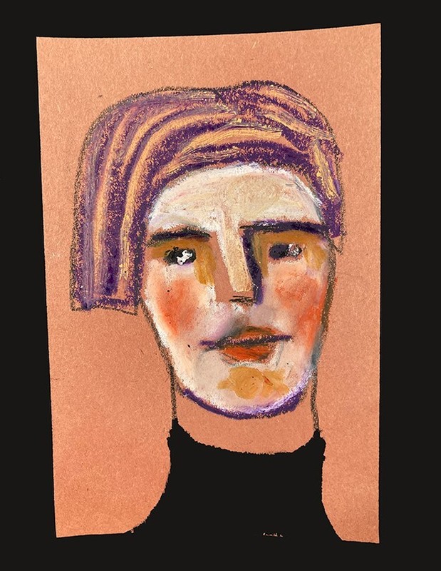 Woman Portrait Painting Naive Outsider 4×6 Expressive Wall Art Whimsical