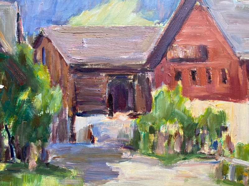 Oil painting Walter Josef Boschan (1911-1984) Sign. Alpendorf with mountain huts gallery