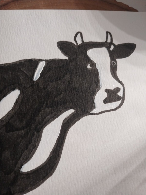 GAT WHIMSICAL ORIGINAL Painting Farm ANIMALS Original 6×6 Cow Art Kitchen Gift