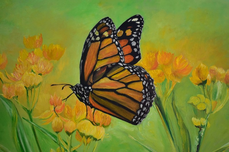 Butterfly/Garden/ Wildlife Art /English Country Oil Painting/French Country