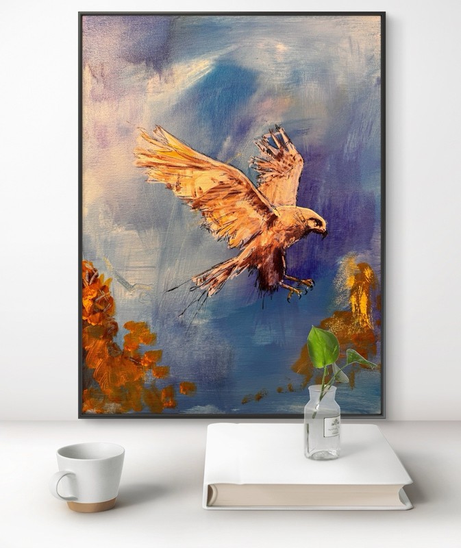 Original Abstract Hawk 12x16 Expressionism Hand Painted Living Room Art 298 gallery