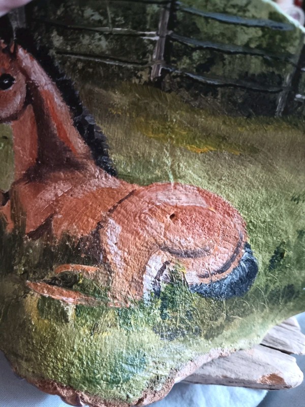 Vtg Painting Horse Foal Tree Conk Fungus Signed Art Rustic Decor Western OOAK gallery