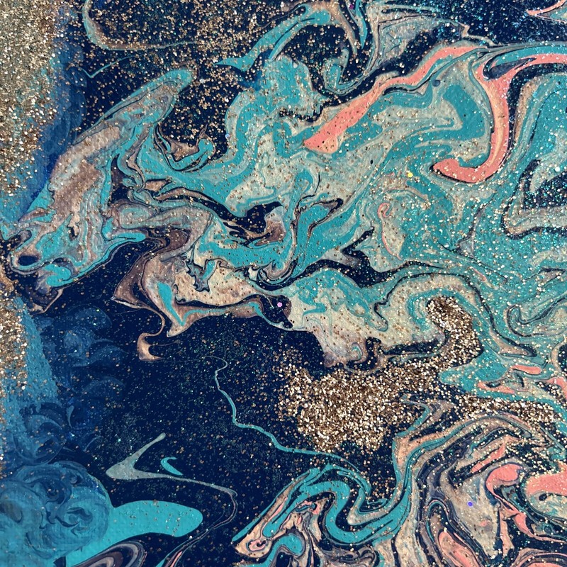 Original Kayla Braden “Ocean” Acrylic Abstract Glitter Painting on Canvas 🌊 gallery
