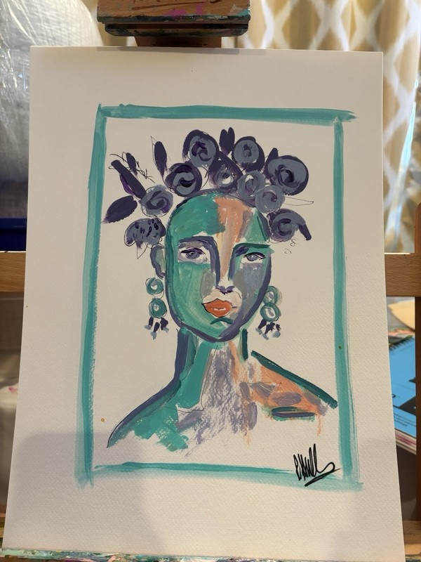 11x15 Woman 5 Unframed Signed Acrylic On Paper Multicolored Original Artwork gallery