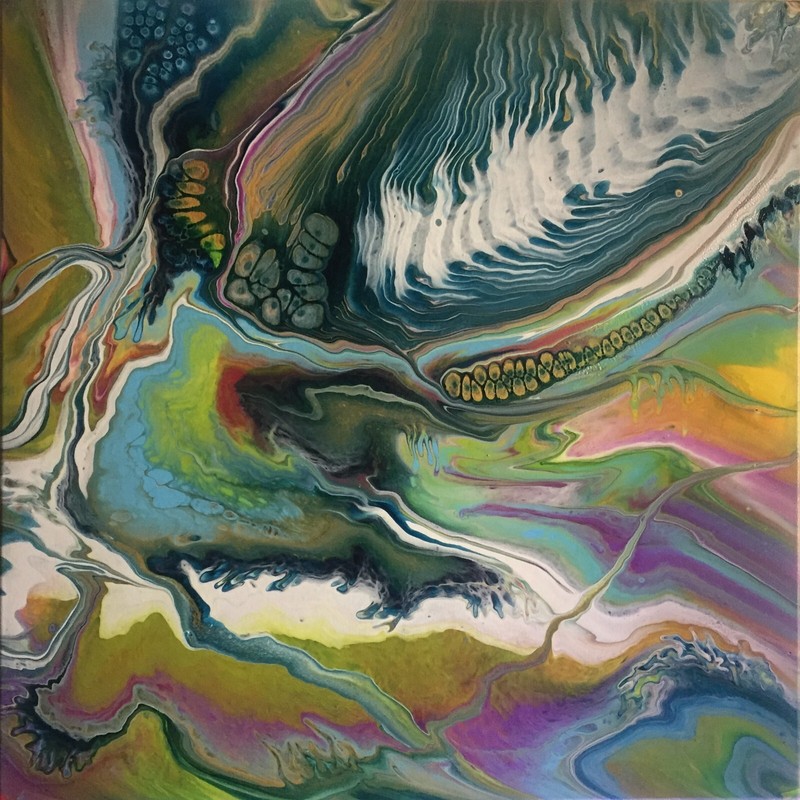 Original Acrylic pour painting on canvas Fluid art Modern Wall Art 28×28″