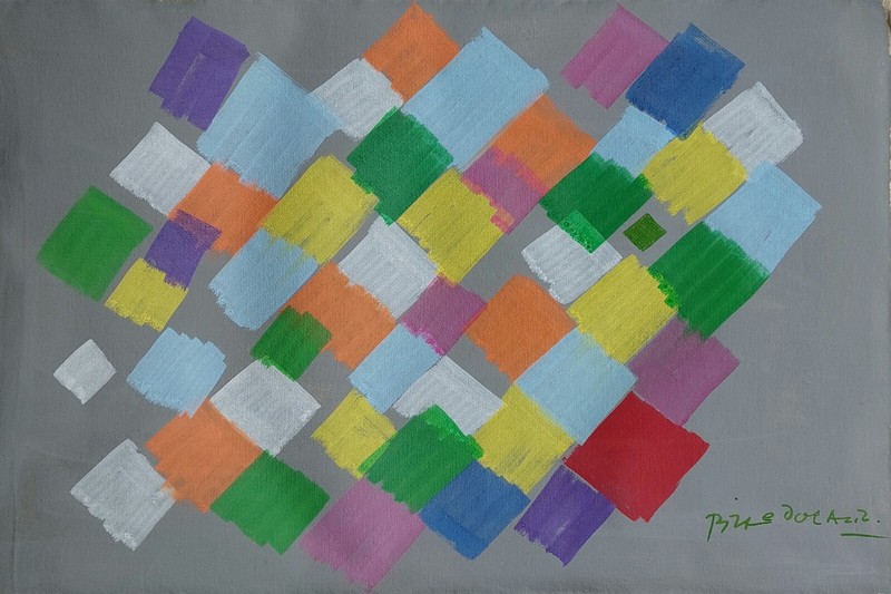 Piero Dorazio Signed Italian Color field Oil Painting on Canvas Vintage Art