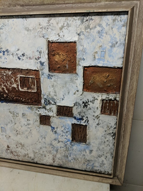 William Saltzman 1969 framed plaster on board 37 in x 53 in "Low Relief" gallery