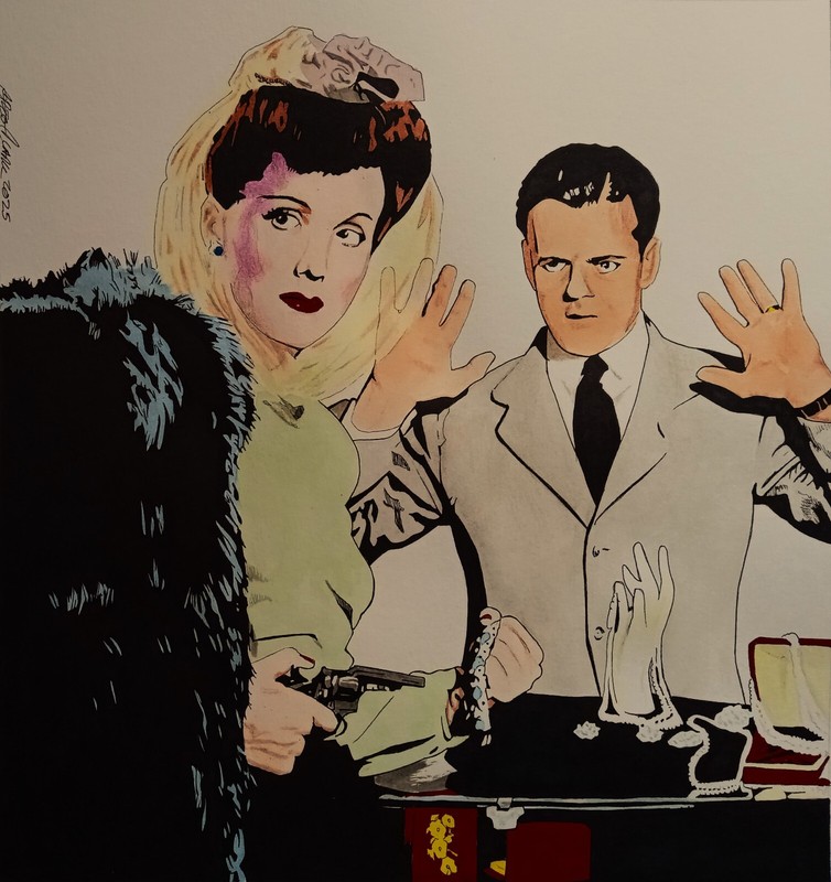 Original art – NECESSARY MEANS – 2025 film noir, pulp illustration – GREG CLARK