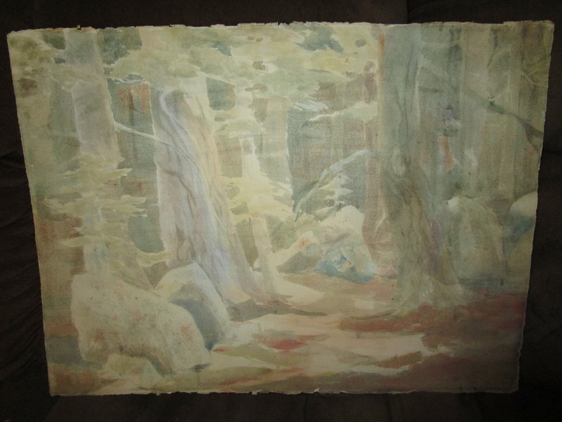 Original Watercolor Painting By Peg Humphreys, Fog in the Forest 22″x 30″
