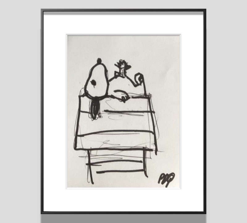 PDQ Artist Original Drawing Cartoon Dog Abstract Realistic Ink 4×6 Drawing Art
