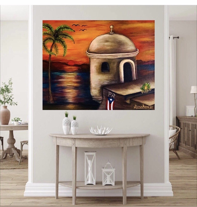 Puerto Rico Acrylic Painting on Canvas By Artist Aless Ava. 🎨👩🏻‍🎨