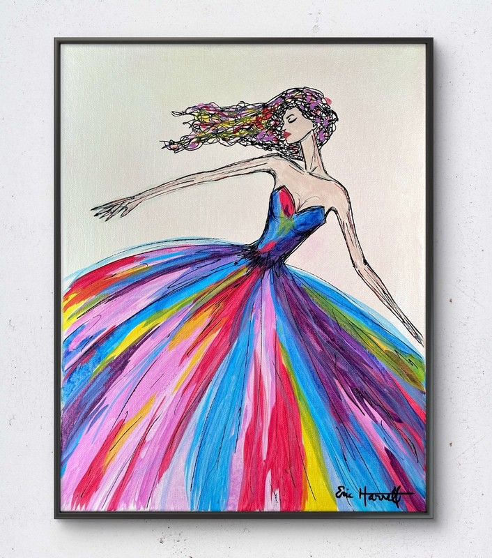 Original Glamorous Woman Art 14x11 Canvas Bold Color Expressionism Painting
