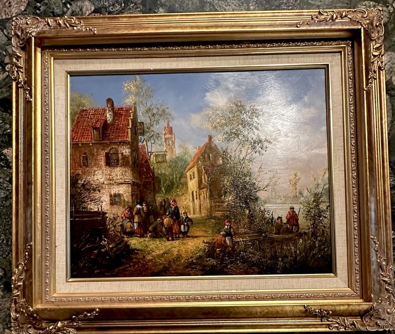 19th-century European landscape BEAUTIFUL Art On Framed Canvas- 24x28”