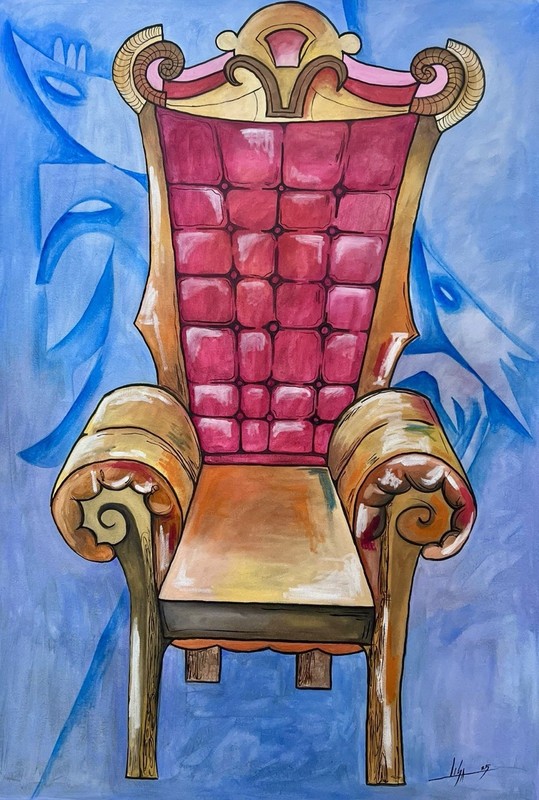 🖼️ The Throne of Silence – Original Oil Painting on Canvas (30” x 43”) Signed.