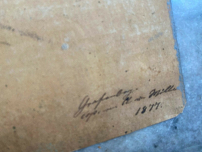 Oil Painting on Paper 1877 Unclearly Signed Fieldwork Grafenberg City Oil gallery