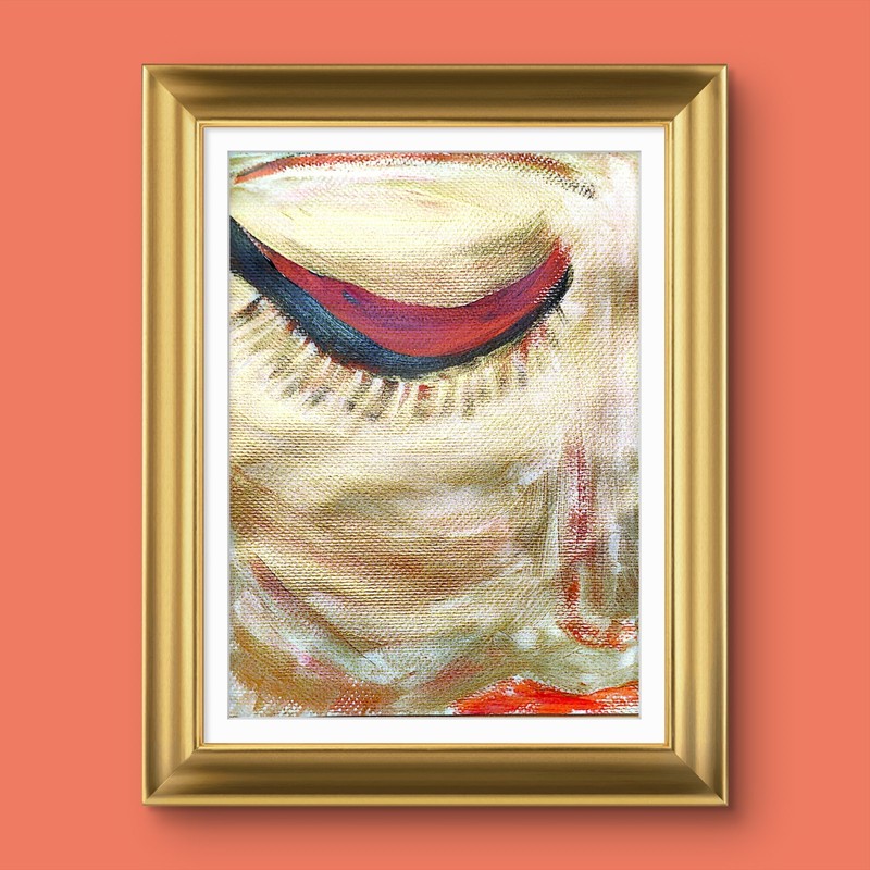 Golden Lady Looks Down Contemporary Expressionist Original Watercolor 9x12 Paper gallery
