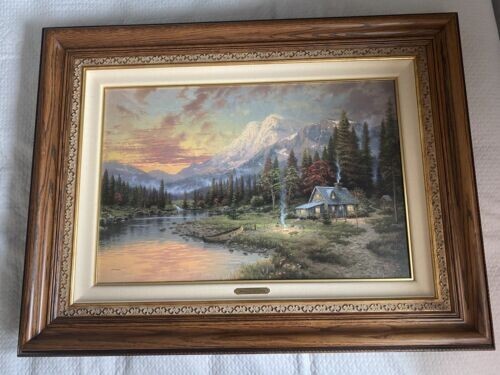 Thomas Kinkade Double Signed Evening Majesty Framed Canvas Painting