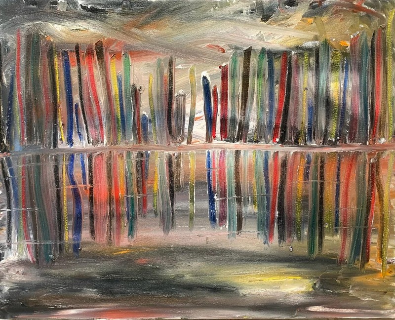 Original Artwork City Oil Painting on Canvas «A Northern Town» by Matt Makela