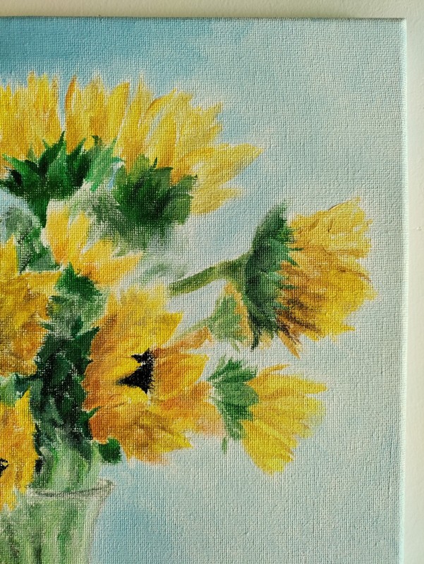 Original Acrylic Painting - Vase with Sunflowers by Kade Slayton gallery