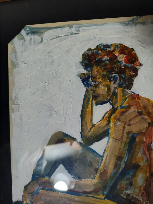 Acrylic on Paper Figurative Artwork 2023 Framed gallery