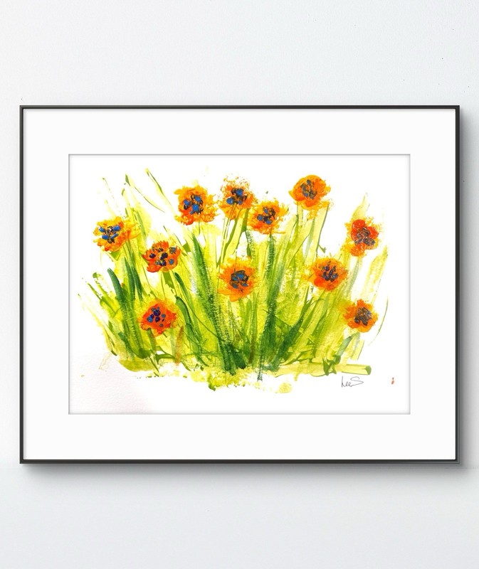 Original Abstract Expressionism 9X12 Flowers Colorful Handmade Signed Art 10