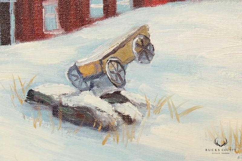 Ann Yost Whitesell 'The Red Barns' Winter Landscape Original Oil Painting gallery