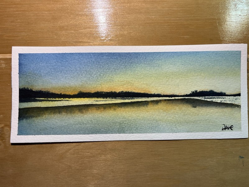 Original Art Painting 4” W x 10” H, “Peaceful Pond 2026” Handmade OOAK