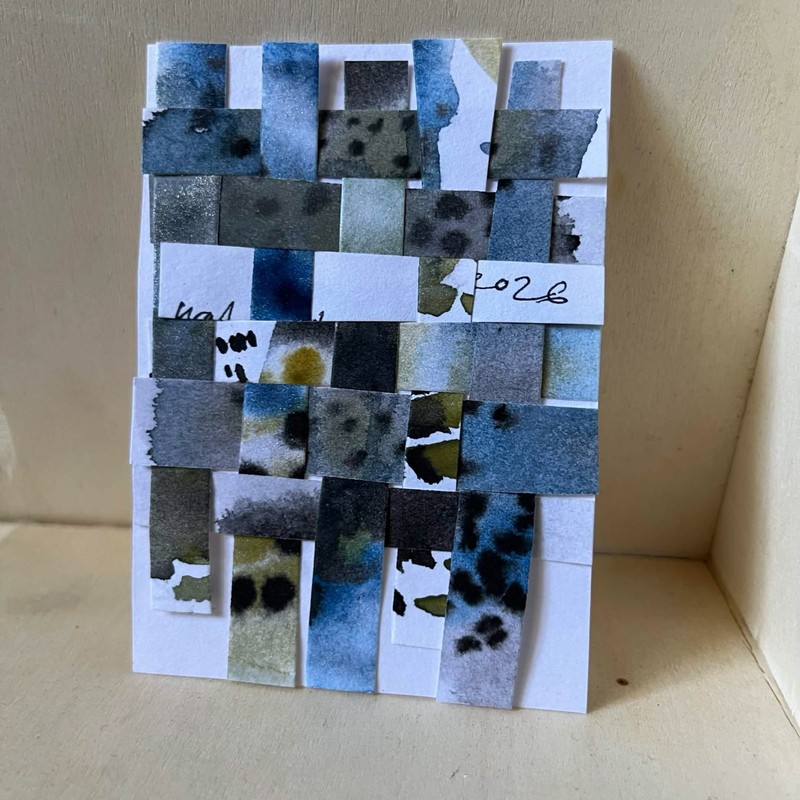 ACEO Original Art Card 2.5 x 3.5 Watercolor mini painting abstract collage