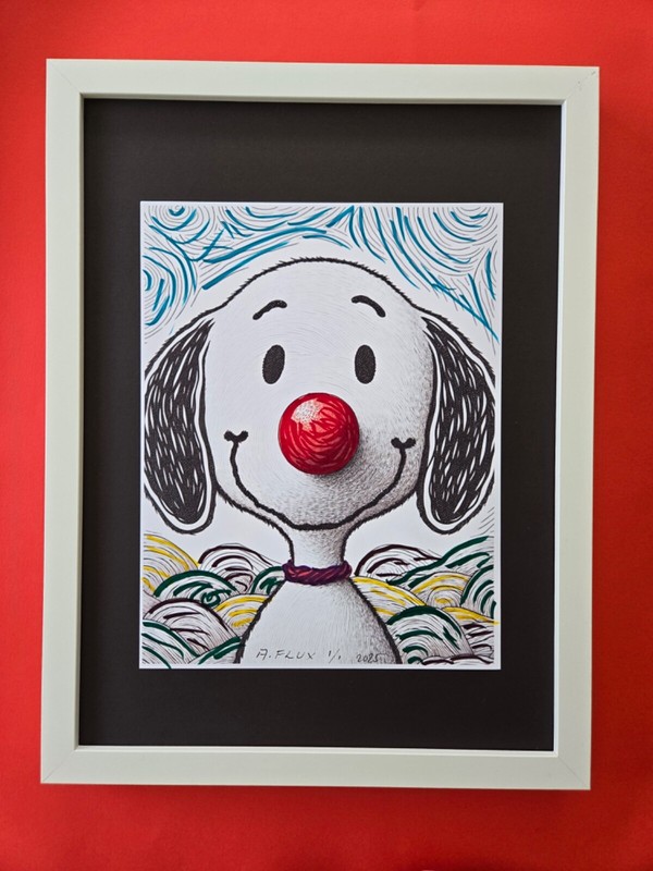 AIDAN FLUX | Hand Signed Authentic Artwork Framed «SNOOPY» Edition of only 1 COA