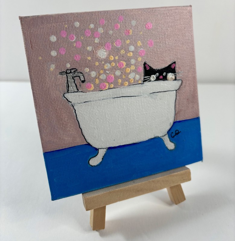 Original Acrylic Painting on Canvas Panel -with Easel