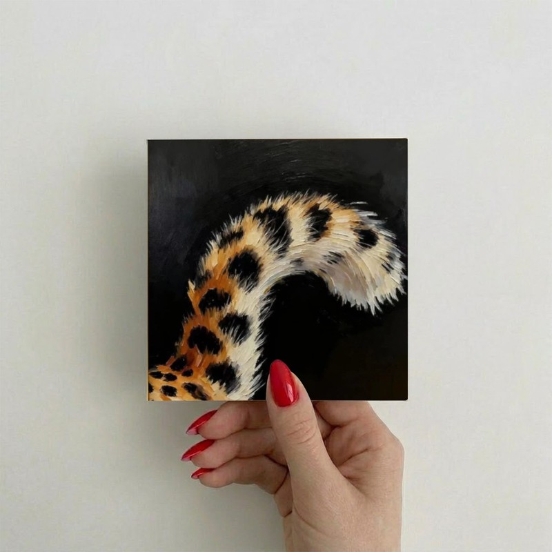 Original Small Framed Oil Painting, Minimalist Painting, Cheetah Tail Wall Art gallery