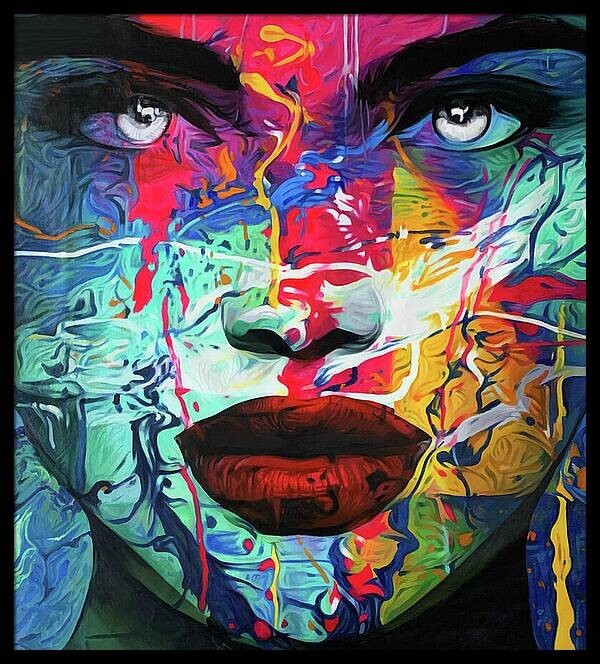 Display Piece! Just Face Splash Pop Art XXL Pictures Framed Black 135x150cm
