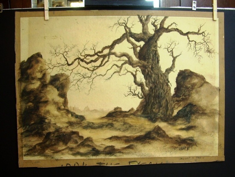 Desert Bark by LARRY WEAVER Intense Detail TREE rocks City SEPIA LANDSCAPE Origl
