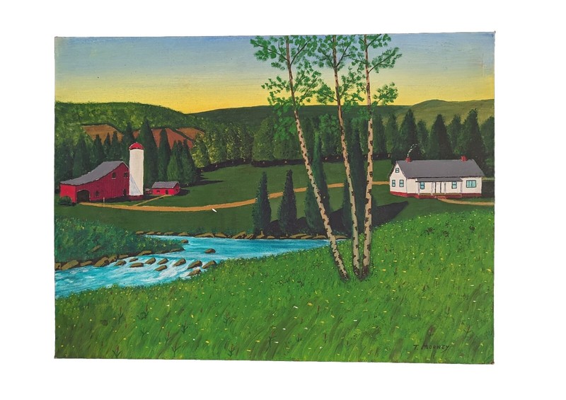  West Virginia Farm  Painting O/B Signed T. M. Mooney 1974 18 x 24 Unframed  