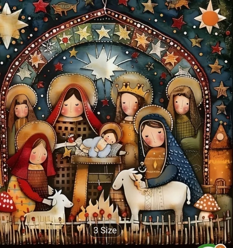Folk Art Nativity Diamond Painting Kit (40×40 cm) E5