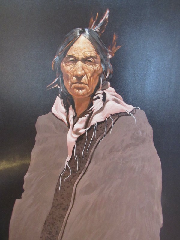 LAWRENCE W. LEE NATIVE AMERICAN INDIAN PORTRAIT PAINTING, COUNCIL CHIEF, 1985