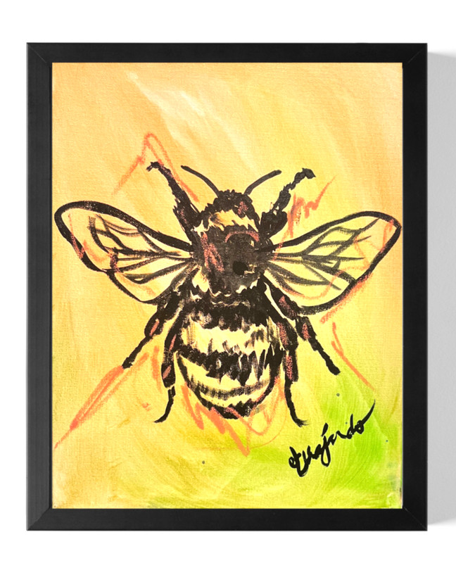 Guajardo Art: Bumblebee 14X11 Original Canvas Signed Art Expressionism