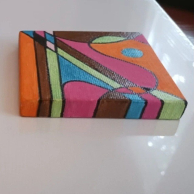 Original Mini Abstract Painting 3.5 x 3.5 and Magnet by Charlene Slie gallery