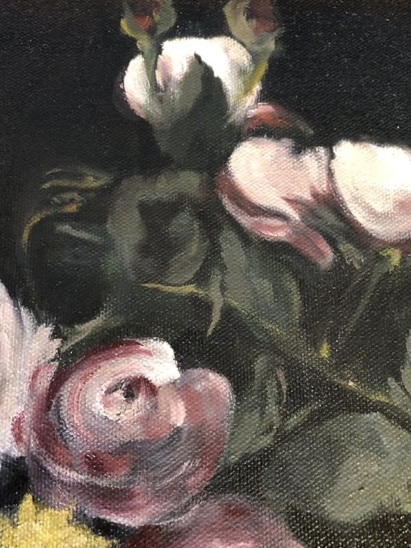 Wall Canvas Art Original Oil Painting Still Life Framed 16" x 18" After Manet gallery