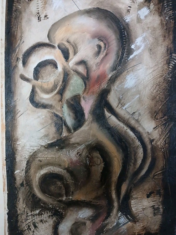 Vintage Signed Goth Original Oil Painting 19x27 Unknown Artist (OOAK) 1994 gallery
